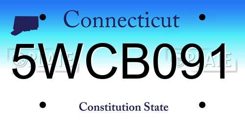 5WCB091 Connecticut License Plate