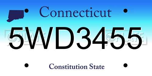 5WD3455 Connecticut License Plate