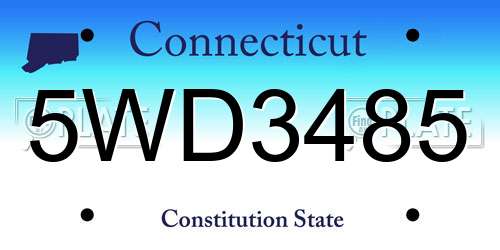 5WD3485 Connecticut License Plate