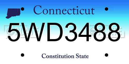5WD3488 Connecticut License Plate
