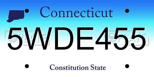 5WDE455 Connecticut License Plate