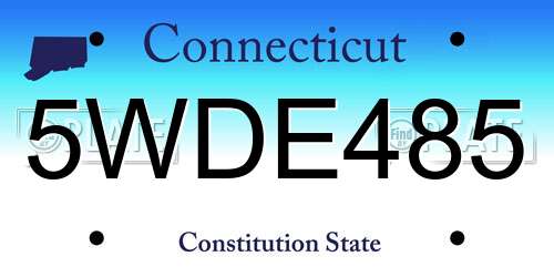 5WDE485 Connecticut License Plate