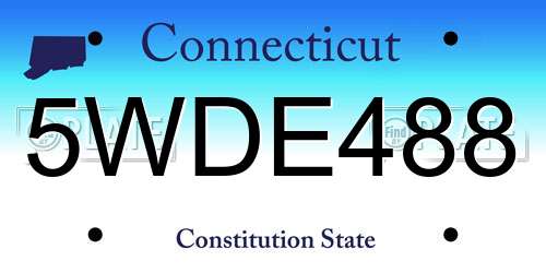 5WDE488 Connecticut License Plate