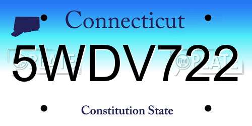 5WDV722 Connecticut License Plate