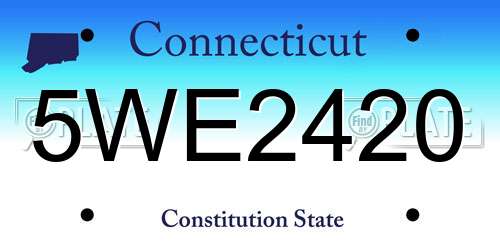 5WE2420 Connecticut License Plate