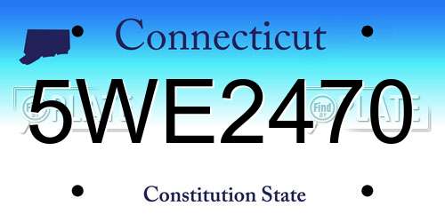5WE2470 Connecticut License Plate