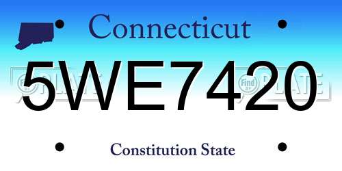 5WE7420 Connecticut License Plate