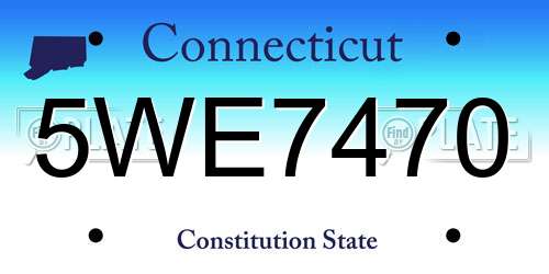 5WE7470 Connecticut License Plate