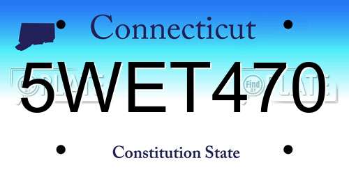 5WET470 Connecticut License Plate