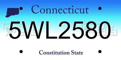 5WL2580 Connecticut License Plate