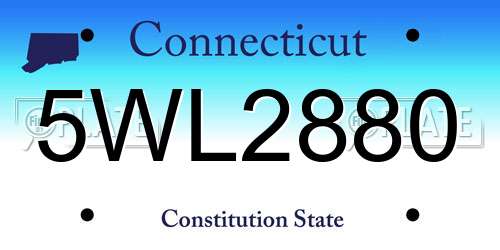 5WL2880 Connecticut License Plate