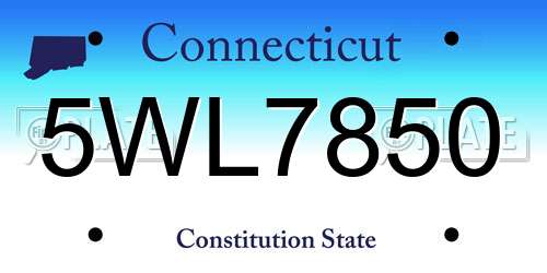 5WL7850 Connecticut License Plate