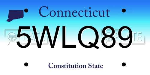5WLQ89 Connecticut License Plate