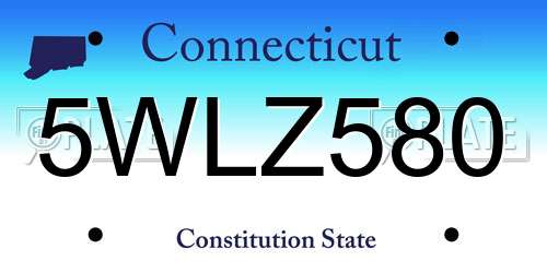 5WLZ580 Connecticut License Plate