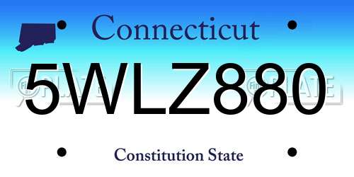 5WLZ880 Connecticut License Plate