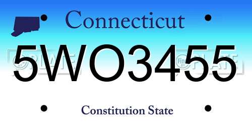 5WO3455 Connecticut License Plate