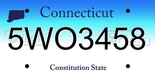 5WO3458 Connecticut License Plate