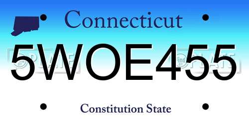 5WOE455 Connecticut License Plate