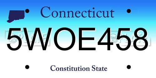 5WOE458 Connecticut License Plate