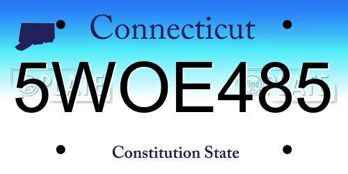 5WOE485 Connecticut License Plate