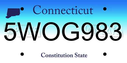 5WOG983 Connecticut License Plate