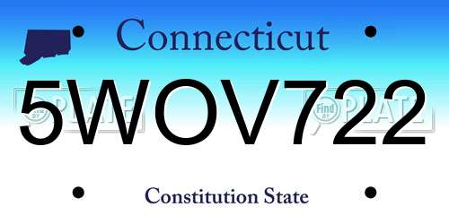 5WOV722 Connecticut License Plate