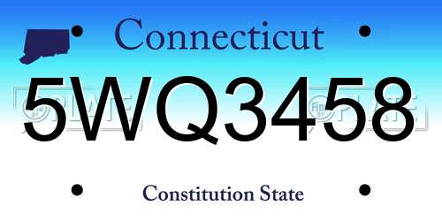 5WQ3458 Connecticut License Plate
