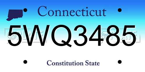 5WQ3485 Connecticut License Plate