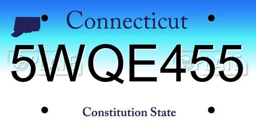 5WQE455 Connecticut License Plate