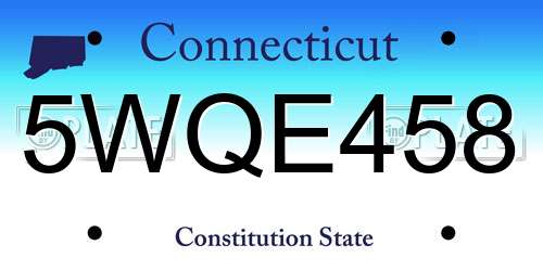 5WQE458 Connecticut License Plate