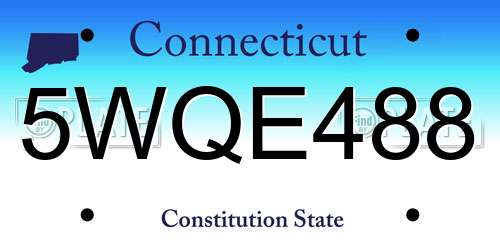 5WQE488 Connecticut License Plate