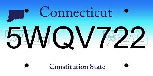 5WQV722 Connecticut License Plate