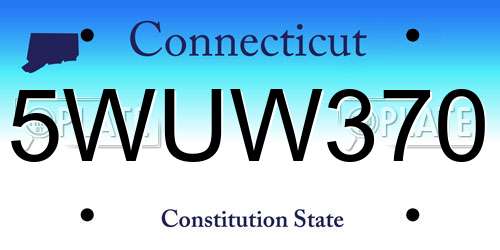 5WUW370 Connecticut License Plate