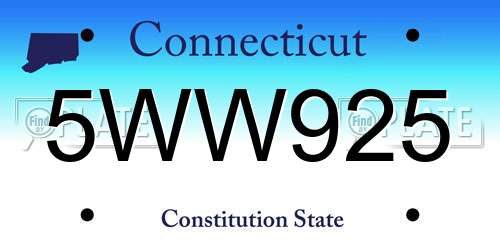 5WW925 Connecticut License Plate
