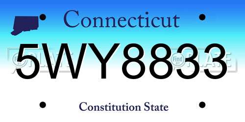 5WY8833 Connecticut License Plate