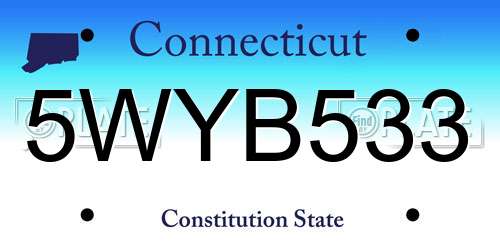 5WYB533 Connecticut License Plate