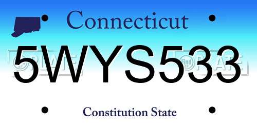 5WYS533 Connecticut License Plate