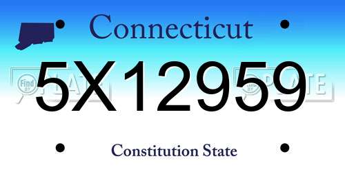 5X12959 Connecticut License Plate