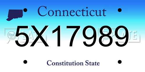 5X17989 Connecticut License Plate