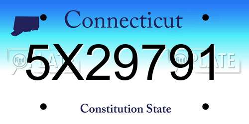 5X29791 Connecticut License Plate