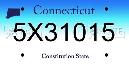 5X31015 Connecticut License Plate