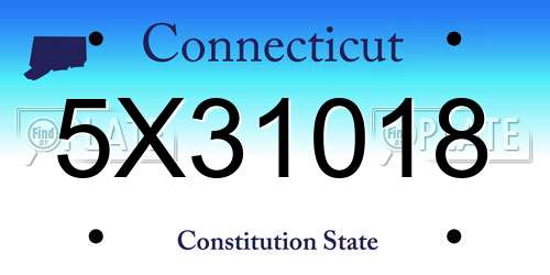 5X31018 Connecticut License Plate