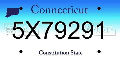 5X79291 Connecticut License Plate