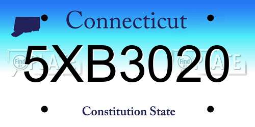 5XB3020 Connecticut License Plate