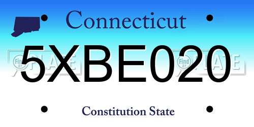 5XBE020 Connecticut License Plate