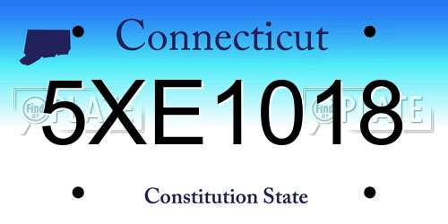 5XE1018 Connecticut License Plate