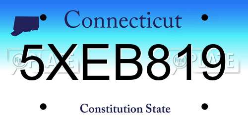 5XEB819 Connecticut License Plate