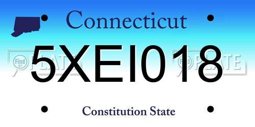 5XEI018 Connecticut License Plate