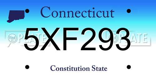 5XF293 Connecticut License Plate
