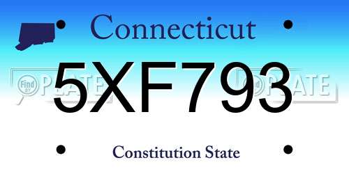 5XF793 Connecticut License Plate